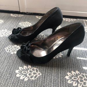 Black Dressy Peep Toe Pumps